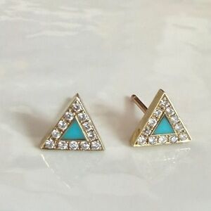 Jennifer Meyer Opal Inlay Triangle Studs with Diamonds